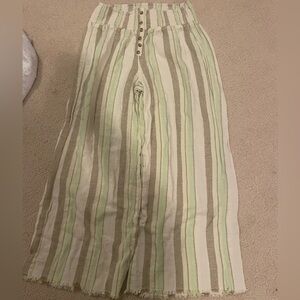 Indigo Rein Light Green and Taupe Striped Pants